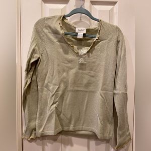 Neiman Marcus Cashmere Mint & Gold sweater, Ladies size medium